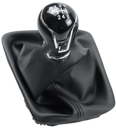 Schaltsack Für Seat Für Leon III 3 MK3 2012 2013 2014 2015 2016 2017 Auto 5 6 Gang Schalthebel Schaltknauf Leder Gamasche Boot Cover Schaltknauf Schalthebel(6 Speed-Black Line)