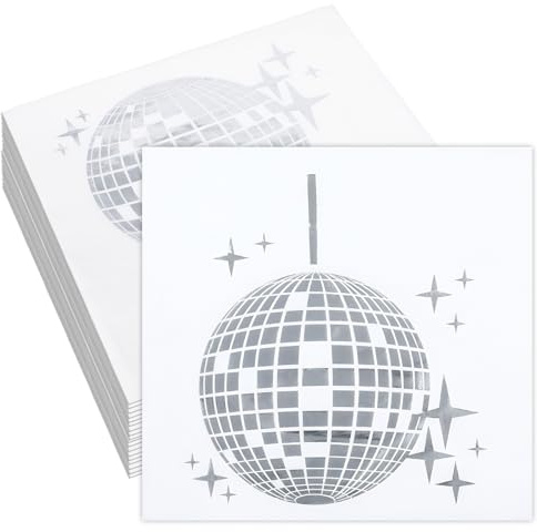40 Stück Disco Deko Servietten Weiß-33x33cm Einweggeschirr, 70er 80er 90er Geburtstagsdeko, Partydekoration, Discokugel Deko, Etc. Verwendet Werden