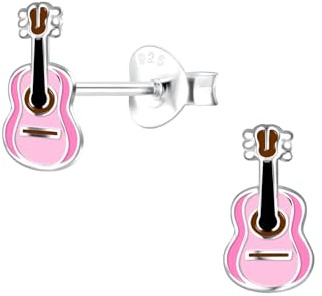 Monkimau Gitarre Ohrringe Mädchen Silber 925 Kinder: Hypoallergene Kinderohrringe für Mädchen 8 Jahre - Medizinische Gesundheitsstecker & Ohrstecker aus Sterling Silber