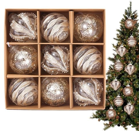Bruchsichere Weihnachtskugeln,9 Stück bruchsicherer Christbaumschmuck - Festtagsanhänger für Zuhause Wohnzimmer Wohnung Einzelhandel Fensterdekoration - Dekoideen für Zuhause Wohnung