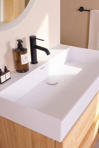 Bonde de lavabo clic-clac M33x42 TESS capot blanc avec trop plein BASS avec bague de compensation | matière corps ABS, capot résine blanche | grille anti impuretés | capot recouvrant | fût de serrage