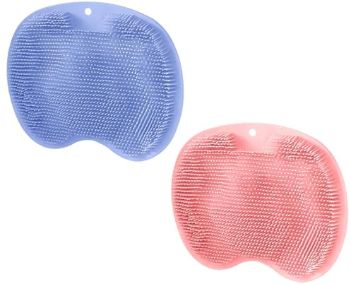 Thhiit 2 Pcs Silicone Foot Shower Scrubber Mat, Back Scrubbers with Non Slip Suction for Cleaning and Massage