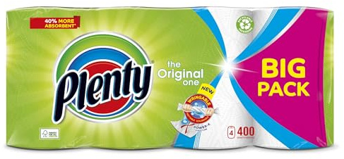 Plenty White Kitchen Roll, 4 rolls (Pack of 1)