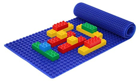 Beslo High-quality Brick Play Mat made of Silicone | Double-sided Lego Duplo building plate | Rollable, waterproof base plate Lego compatible | Flexible Lego plate BPA-free, 30,5 x 80,5 cm Green