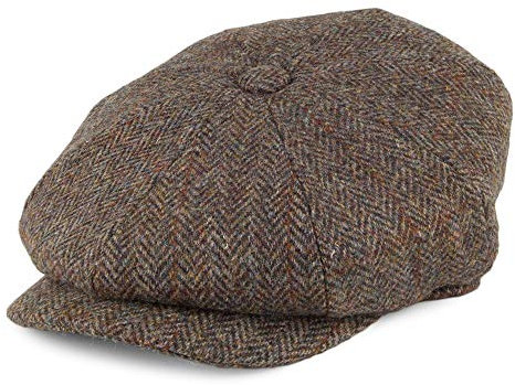 Jaxon & James Northbay Harris Tweed Ballonmütze - Olivgrün-Braun - M