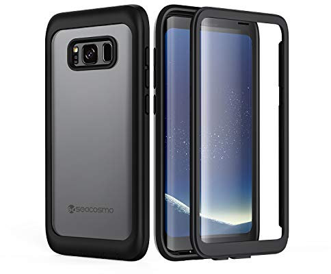 seacosmo für S8 Hülle, Stoßfest Handyhülle S8 360 Grad vollschutz Case Rugged S8 Cover mit eingebautem Displayschutz, Schwarz