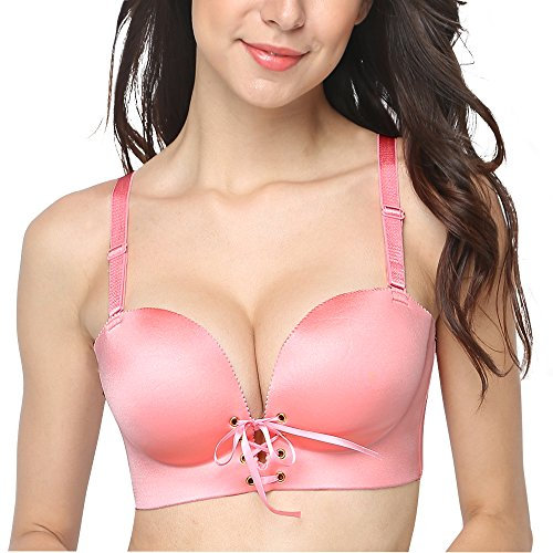FallSweet Add Two Cups Bras Brassiere for Women Push Up Padded Unlined (Pink, 38C)