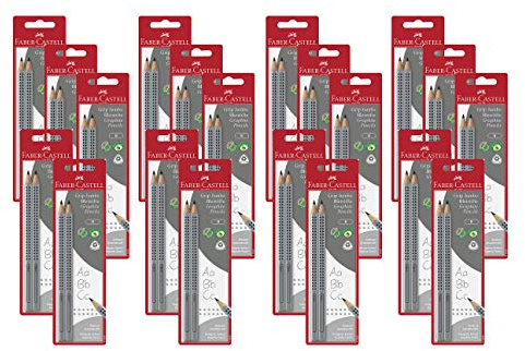 Faber-Castell 111997-2 Jumbo GRIP Bleistifte, Härtegrad: B, Schaftfarbe: silber (20 Packungen)