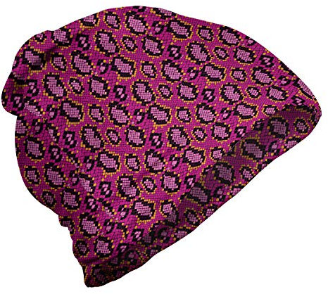 ABAKUHAUS Snakeskin drucken Unisex Beanie, Girly Wilde Mode, Wandern im Freien, Magenta Multicolor