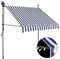 vidaXL Toldo Manual Retráctil, Sombrilla con LED, Pabellón de Protección para Ventana, Toldo para Jardín Terraza Balcón, Azul y Blanco 100 cm