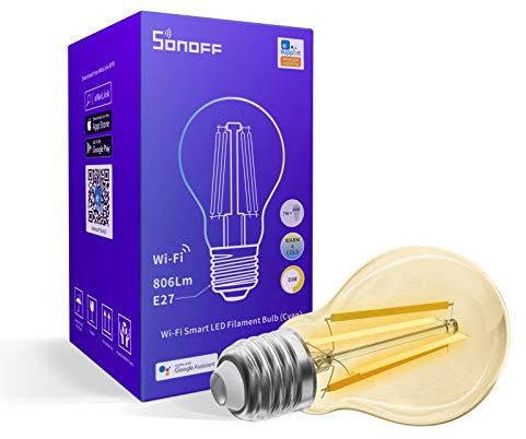 SONOFF WiFi Inteligente Lampadina LED B02-F-A60, E27, 7W, 806Lm, 2200K-6500K, doppi colori, luminosità e temperatura colore regolabili, Alexa supportato, 2.4G wifi&APP controllo, Nessun hub Richiesto