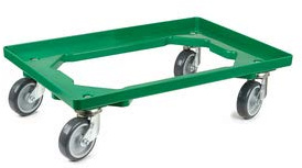 Transportroller 600x400mm offener Boden mit 4 Gummi Lenkrollen - Grün - Rollwagen Transportwagen Rollbrett