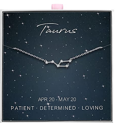 ALoveSoul 925 Sterling Silver Constellation Horoscope Zodiac Taurus Necklace, Gift for Women Girls