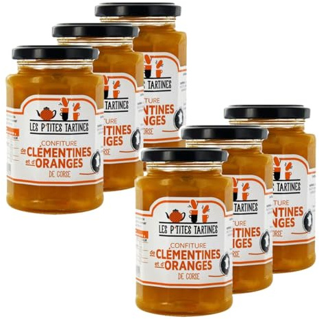 Lot de 6 Confitures d’Oranges de Corse et Clémentine Les P’tites Tartines 315g – Marmelade aux agrumes – Format familial