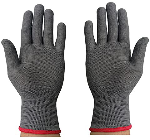 JM-FUHAND Guantes de vinilo, guantes de aplicación antiestática profesional, guantes de trabajo sin polvo, guantes de construcción de PC (gris, 2 pares)