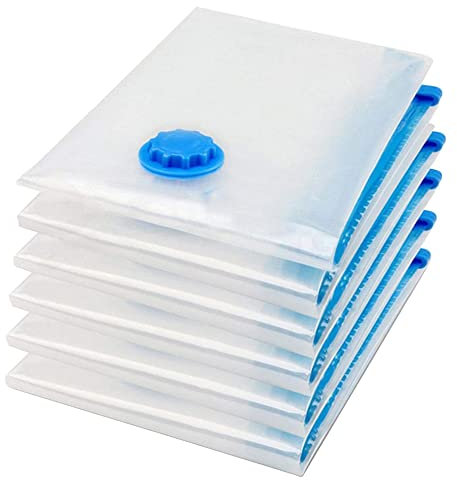 10 Pack 90x50cm Vacuum Storage Bags - Air Tight Space Saver Vaccum Bags for Wardrobes, Cupboards - Large Reusable Vacuum Bags for Clothes, Duvets, Bedding and Blankets