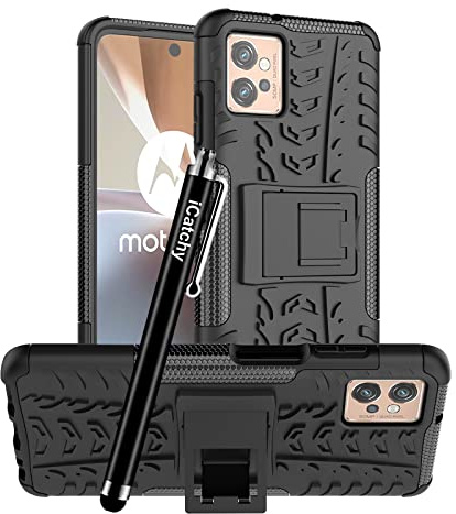 iCatchy for Motorola Moto G32 Case, Heavy Duty Hard Tough Dual Layer Hybrid Shockproof Cover compatible For Motorola Moto G32 Phone Case (Black)