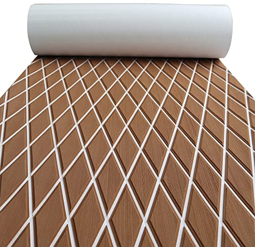 KXKZREN EVA Foam Boat Flooring Decking Sheet 6mm Thick 74.8x27.6 Diamond Anti-slip Marine Flooring Mat Self Adhesive Deck Floor for Bass Boat Yacht Motorboat RV Cooler Tops