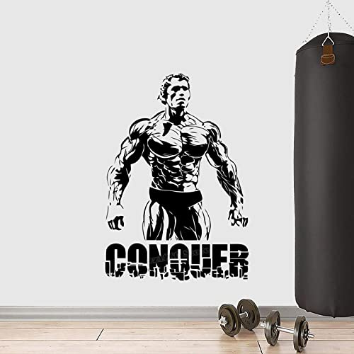 Eroberung Arnold Schwarzenegger Wandaufkleber Vinyl Aufkleber Bodybuilding Gym Geschenk Fitness Wandaufkleber Fitnessstudio Dekoration Workout Logo 43cmX30cm