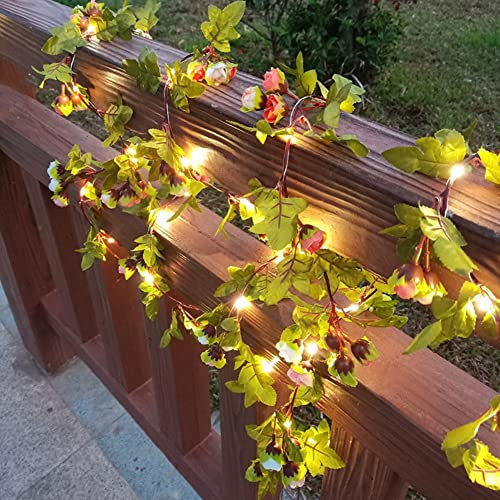 cuzile Guirlande de fleurs solaires - Étanche - 50 LED - 8 modes - Éclairage solaire - Fée de Noël - Guirlande lumineuse pour jardin, chemin, maison, mariage, fête