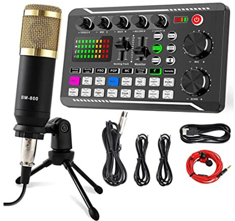 Yangyou F998 Sound Card Kit,BM-800 Microphone Kit,with Live Sound Card,Audio Mixer Condenser PC Gaming Mic,for Streaming/Games