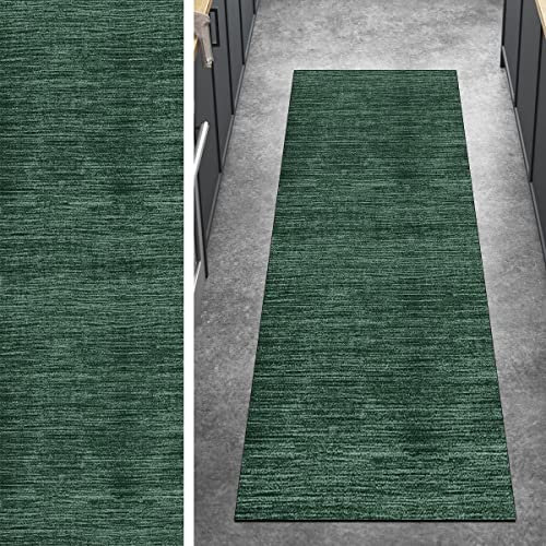 Kücheteppich Teppich Läufer Lang Flur Modern 120x120CM Dunkel Grün Kücheläufer rutschfest Teppichmatten Teppichläufer Waschbar Kurzflor Polyester Korridor Schlafzimmer, Anpassbar Breite 40 - 120cm