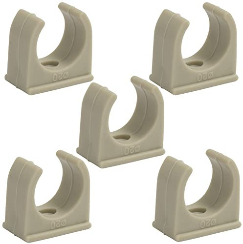 AERZETIX - C66827 - Lot de 5 colliers/clips de fixation simple Ø20 mm - en PPR/polypropylène/ - support murale/sol pour tube d'eau Ø20 mm - plomberie chauffage sanitaire alimentation montage