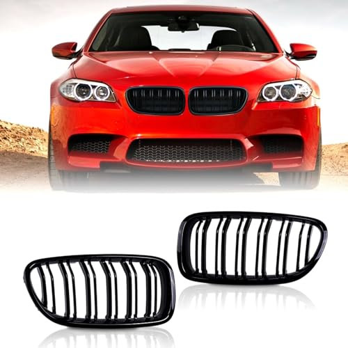 TTCR-II Kompatibel mit BMW F10 Kühlergrill Schwarz, F11 Nierengrill F10 Grill für BMW 5er Zubehör F10 F11 F18 M5 2010–2017, 2 Stück 5er Nieren Grill Schwarz 518 520 525 528 530 538 545