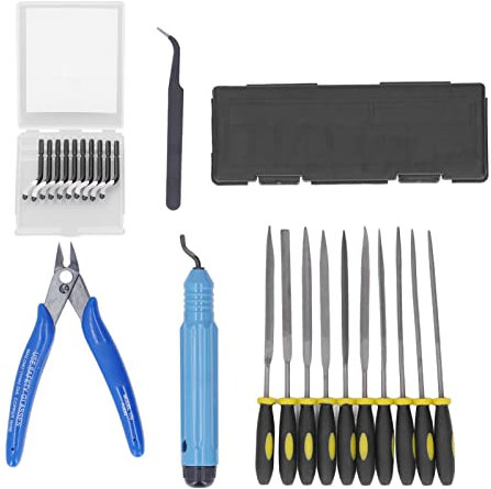 3D-Druck-Werkzeugset, Modellschnitzmesser-Trimmfeilen-Werkzeugset, Entgratungswerkzeug, Reinigungs-, Endbearbeitungs- und Druckwerkzeug, Inklusive Schabermesserfeile,