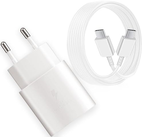 Cargador para Samsung 25W, Cargador Ultra Rapido con Cable USB C para Samsung Galaxy A55 A54 A53 A34 A33 A15 A14 A70 S25 S24 S23 S22 S21 S20 FE Ultra Plus S10 Z Fold 5/Z Flip6 Tipo C Cargador Movil