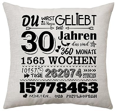 Aconesong Geschenk zum 30. Geburtstag Kissenbezug Geschenkidee für 30 Jahren Frau Mann Tante Onkel Schwester Bruder 30. Geburtstag Deko Zierkissenbezüge 45x45cm (30th)