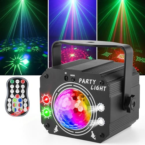 Nigecue Luce da discoteca 3 in 1 con telecomando, controllo musicale, luce da discoteca con stroboscopio, controllo vocale, luce da discoteca con cavo USB da 2 m, per Halloween, Natale, club,