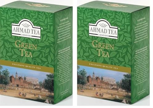 Ahmad Tea - Green Tea - té verde elaborado con hojas y puntas de té chino Chun Mee - suelto - 250g (Paquete de 2)