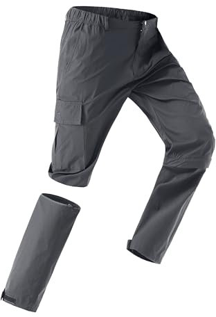 HCSS Pantalones de senderismo para hombre con cremallera, desmontables, transpirables, para senderismo, verano, protección solar, secado rápido, pantalones funcionales, ligeros, con cinturón, 5