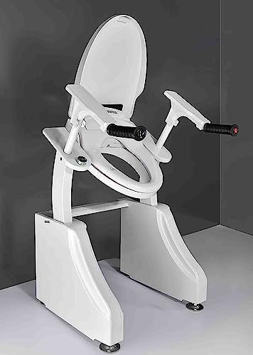 PRUJOY Electric Toilet Seat Riser with Handles Toilet Safety Rails for Elderly Powered Toilet Lifter for Seniors for Seniors Toilet Lift Assist Load 264lbs