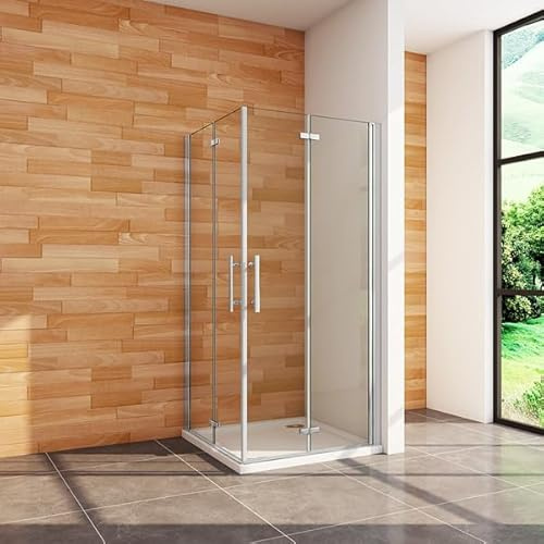 Aica Sanitär Eckeinstieg Duschkabine Dusche Duschwand Duschabtrennung Falttür H195cm,100x100cm