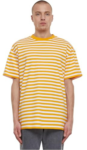 Urban Classics Camiseta de Rayas Regulares, White/Magicmango, XXL para Hombre