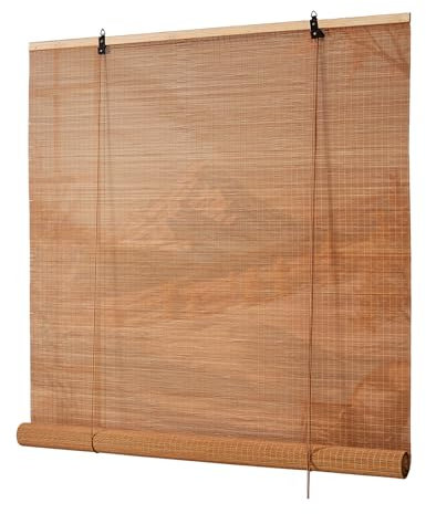 BAYUE Bambus-Jalousien für Innenfenster, aufrollbare Lichtfilterung, 88,9 x 182,9 cm