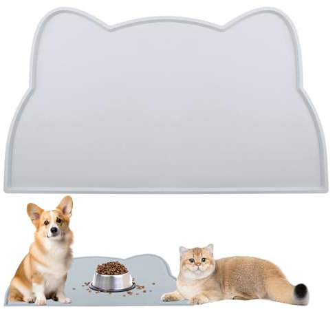 Tapis de Gamelle pour Chien et Chat en Silicone Antidérapant: Design Mignon, Imperméable et Facile à Nettoyer, Bord Surélevé pour Protection Maximale, pour l'Alimentation des Animaux de Compagnie