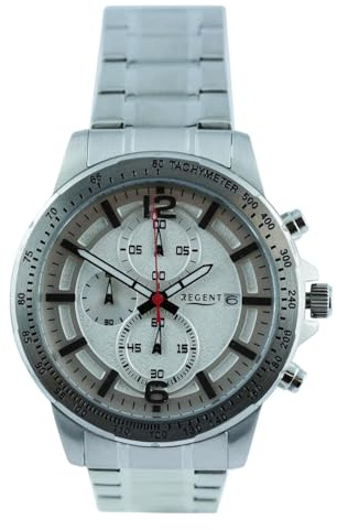 REGENT Herren Armbanduhr Chronograph Metallarmband Silber UR1152507 Chronograph