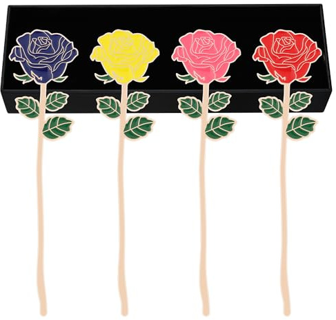 SELBATON Lesezeichen aus Metall, rote Rose, 4 Farben, Geschenk für Frauen, Muttertag, Freundin und Freund, Schulabschluss, Lehrertag, Erntedankfest, niedliche Lesezeichen, Geschenk für Buchliebhaber