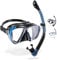 CRESSI Big Eyes+Alpha Ultra Dry Combo Black/Azure - Combo Set Maske + Schnorchel UD zum Tauchen und Schnorcheln, Schwarz/Hellblau, Einheitsgröße, Erwachsene