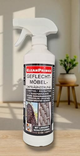 0,5 Liter Geflechtmöbel - Imprägnierung CleanPrince | transparent UV-Stabil Rattan Polyrattan Korbmöbel Kunstgeflechte Sonnenliegen Stühle innen außen wasserabweisende geruchlose Versiegelung
