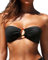 Holipick Bandeau-Bikinioberteil für Damen, trägerlos, Badeanzug, Oberteil mit Schultergurten, Schwarz, XS