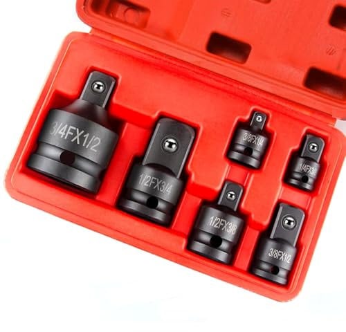 ACEBON 6 Piece Impact Socket Adapter Set, 1/4 3/8 1/2 3/4 Drive Socket Reducer Set with Durable Case, CR-V, Reducer Converter Impact Adapter Set for Impact Driver Conversions