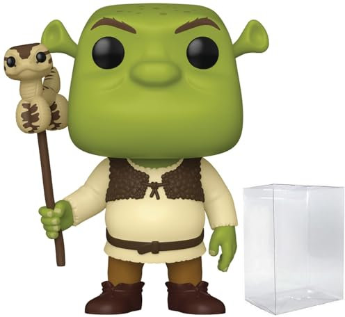 POP Movies: Shrek (Dreamworks 30th Anniversary) - Shrek with Snake Funko Vinyl Figure (Bundled with Compatible Box Protector Case), Multicolor, 9.5 cm
