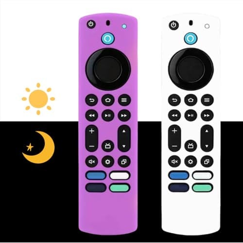 Silikon-Schutzhülle für Fernbedienung (1 Stück, leuchtet im Dunkeln) für 4K Max (2.) / Insignia / Pioneer / Omni (QLED) Serie mit Umhängeband, 2 Stück