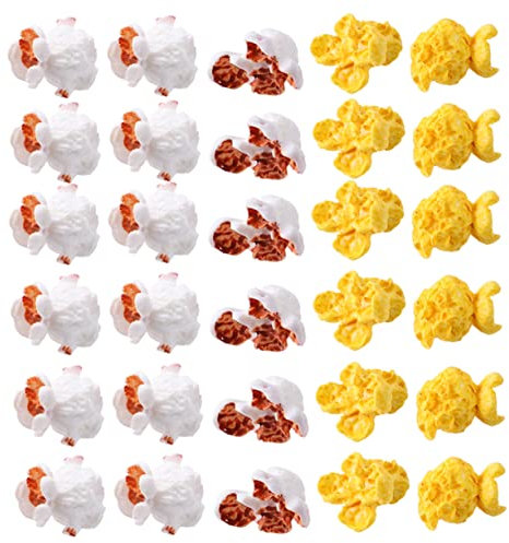 Hohopeti Creative Popcorn Mini Charm Diy Craft Accessories for Phone Case and Jewelry Decoration, 100pcs Mixed Color Popcorn Models for Home and Party Crafts