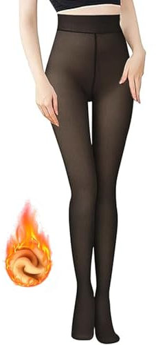 Thermo Strumpfhose Damen Strumpfhosen Winter Gefütterte Strumpfhose Thermostrumpfhose Warme Strumpfhosen Winterstrumpfhose Damen Große Größen Fleece Durchscheinend Plüschstrümpfe Braun und Schwarz