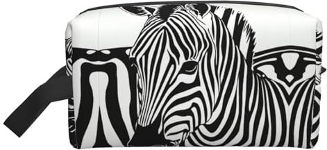 Trousse de toilette de voyage imprimée zèbre, grande capacité, trousse de toilette pour femme et homme, blanc, Taille unique